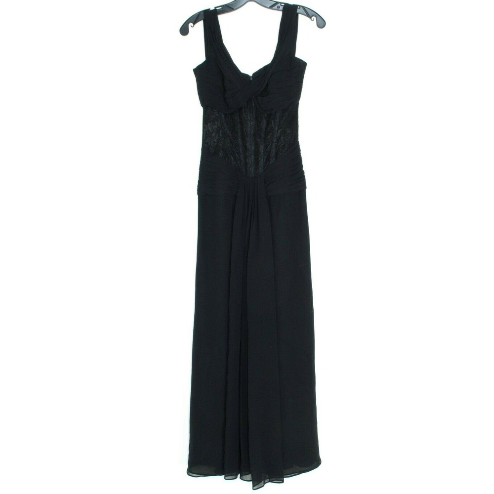 Luisa Spagnoli Dress Silk Maxi Goth Dark Romantic Ethereal Black 40 Medium 8